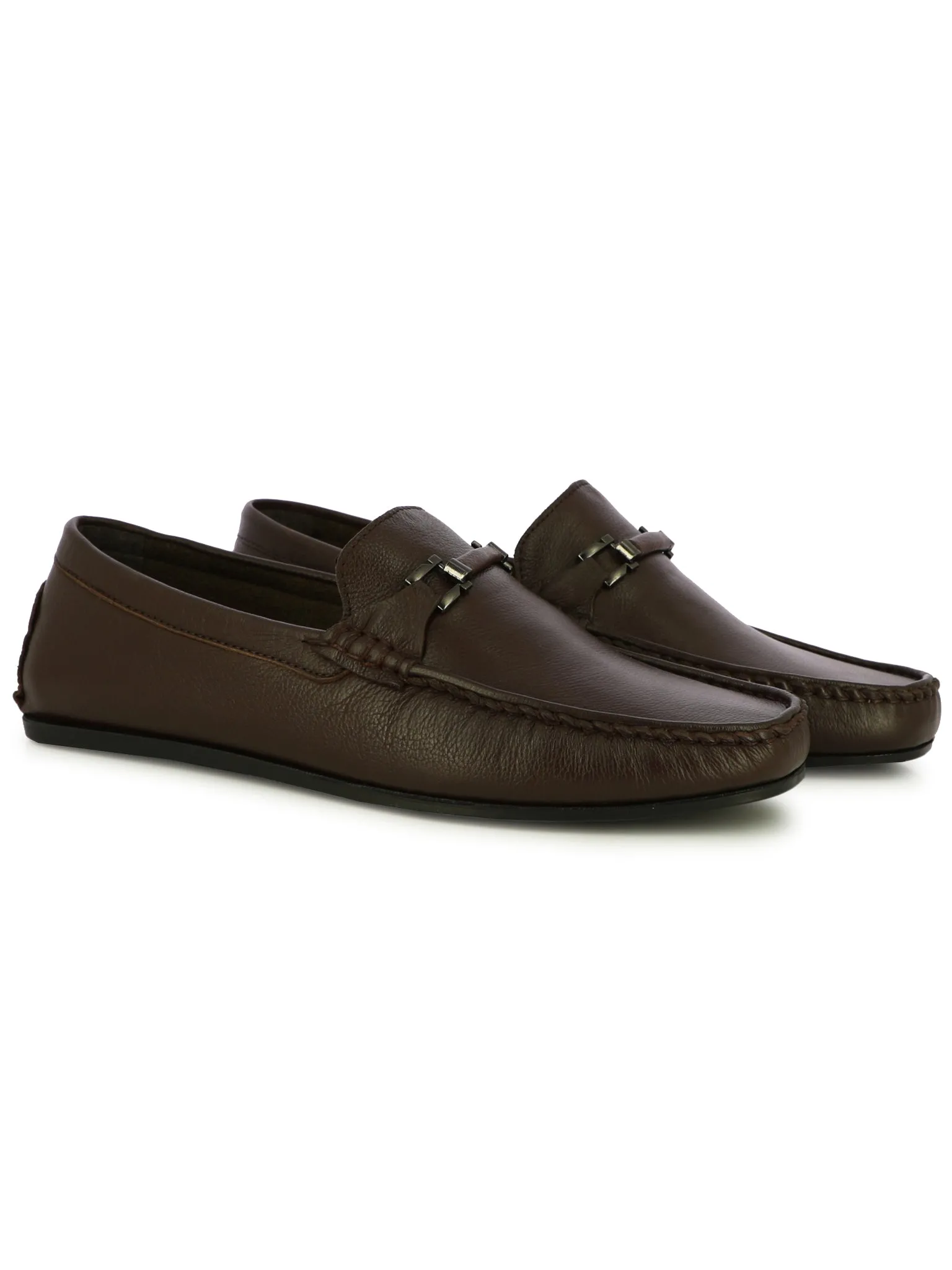 Alberto Torresi Mild Grained Synthetic Buckled Brown Men's Loafer