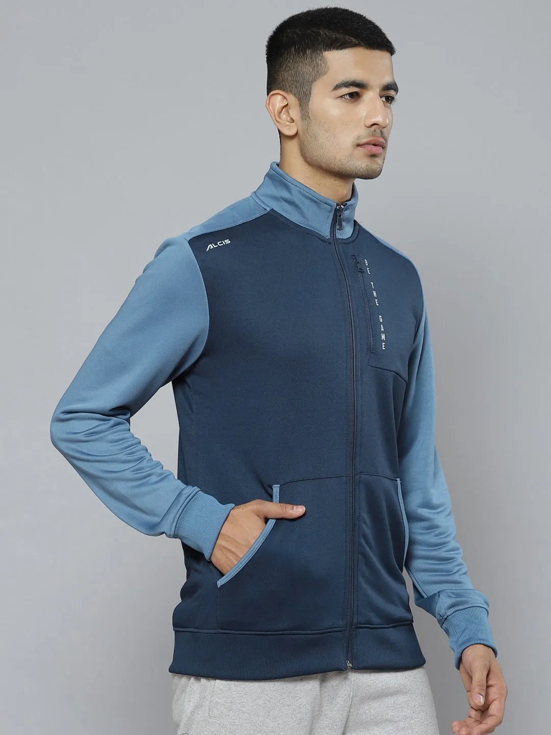 Alcis Men Blue Colourblocked Running Sporty Jacket