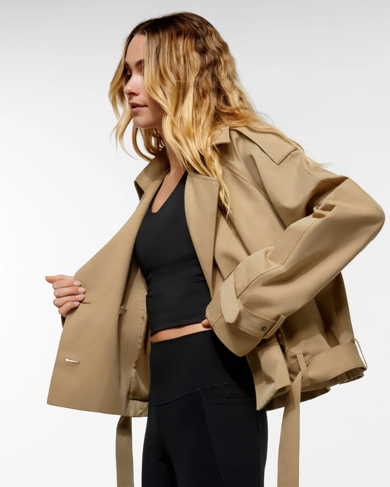 ARLBERG CROPPED TRENCH JACKET  SAND