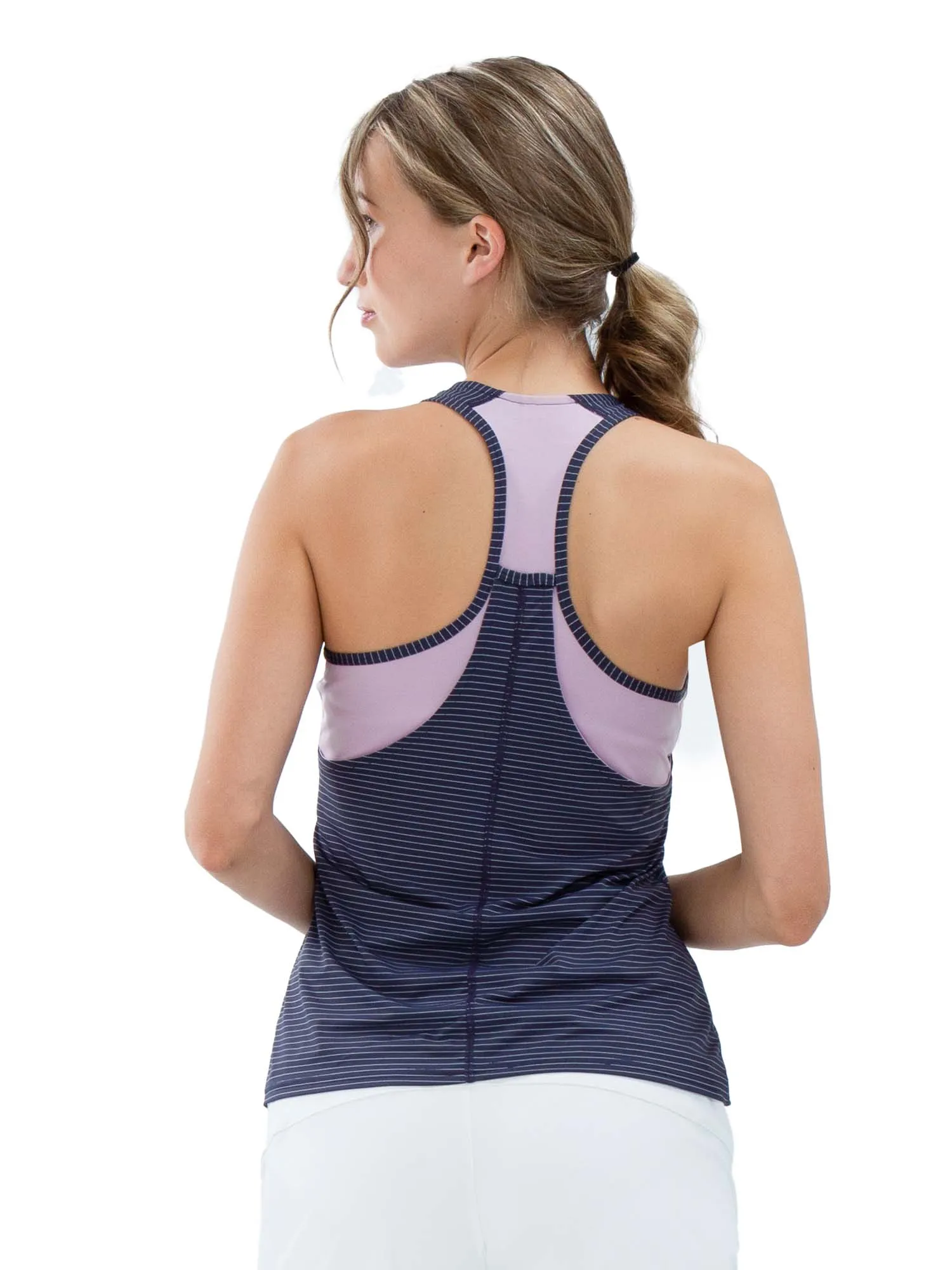 Aubrey Double Layer Athleisure Tank - Lilac/Dark Shadow