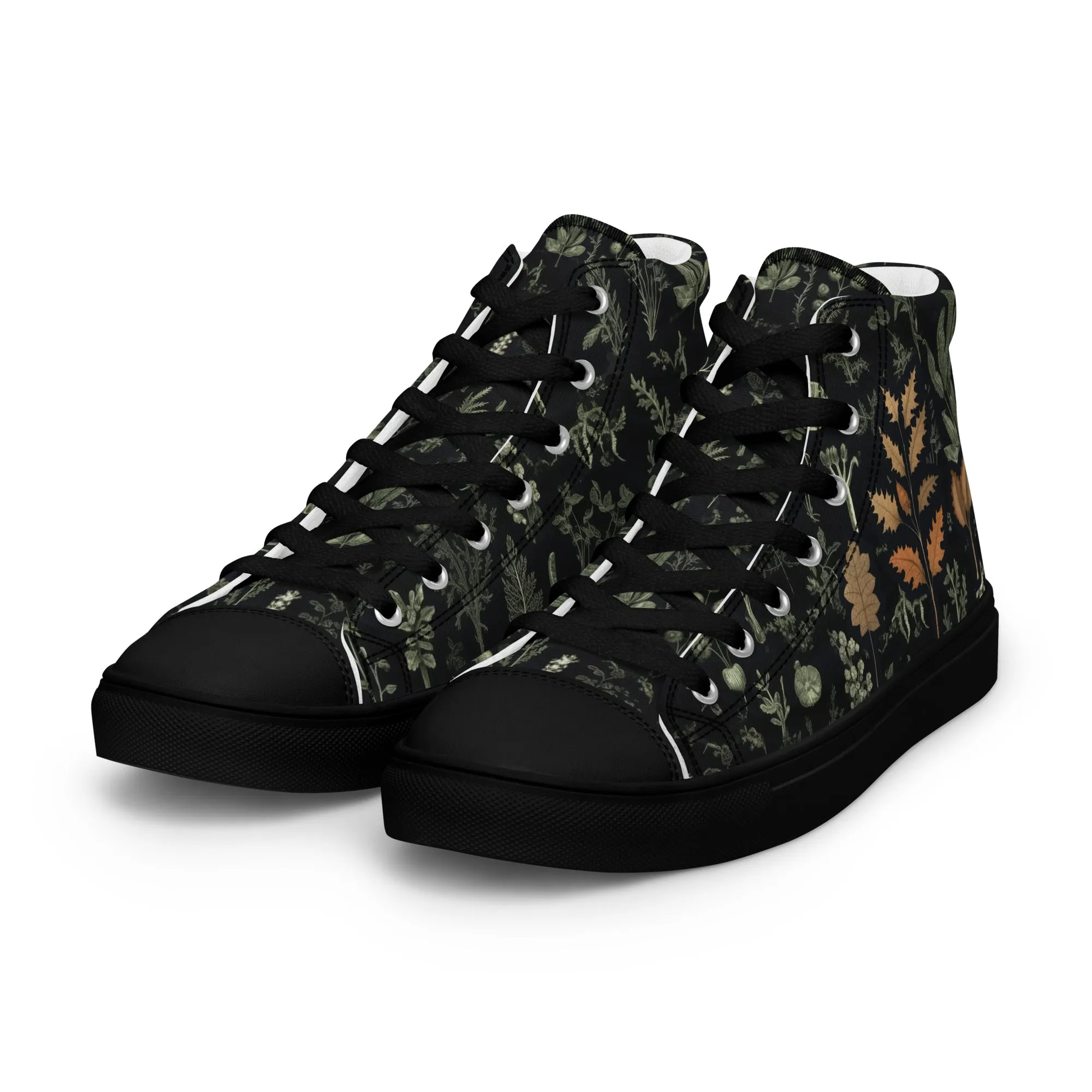 Autumn Memoir Women’s High Top Shoes - Vegan Botanical Sneakers for women - Comfortable Goth Trainers - Witchy Grunge Occult Fashion