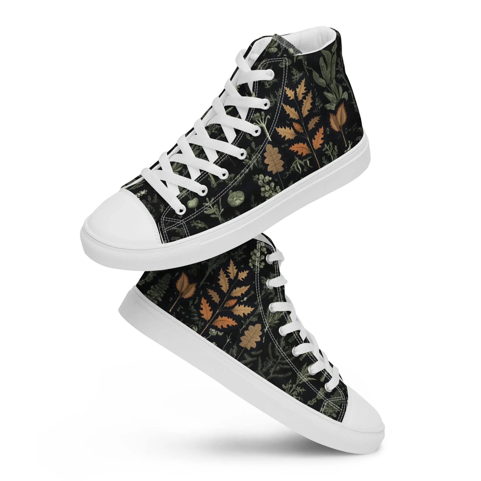 Autumn Memoir Women’s High Top Shoes - Vegan Botanical Sneakers for women - Comfortable Goth Trainers - Witchy Grunge Occult Fashion