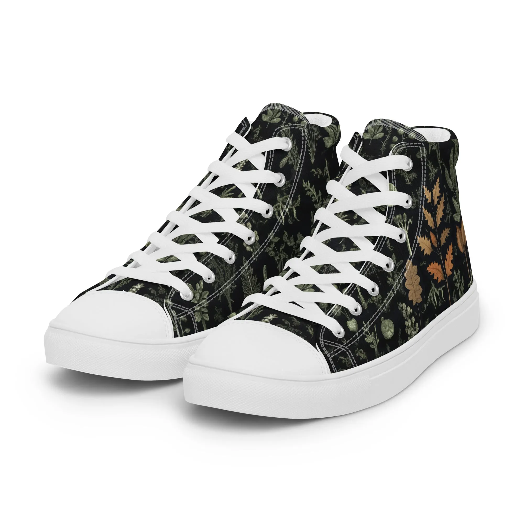 Autumn Memoir Women’s High Top Shoes - Vegan Botanical Sneakers for women - Comfortable Goth Trainers - Witchy Grunge Occult Fashion