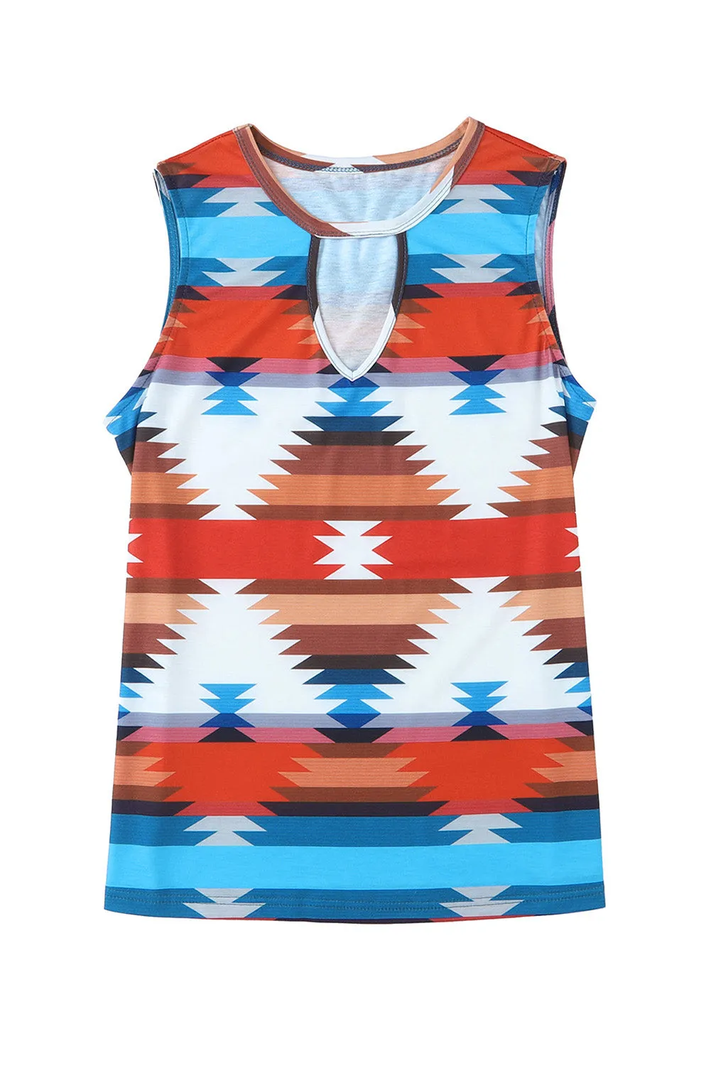 Aztec Hollowed Neckline Tank Top