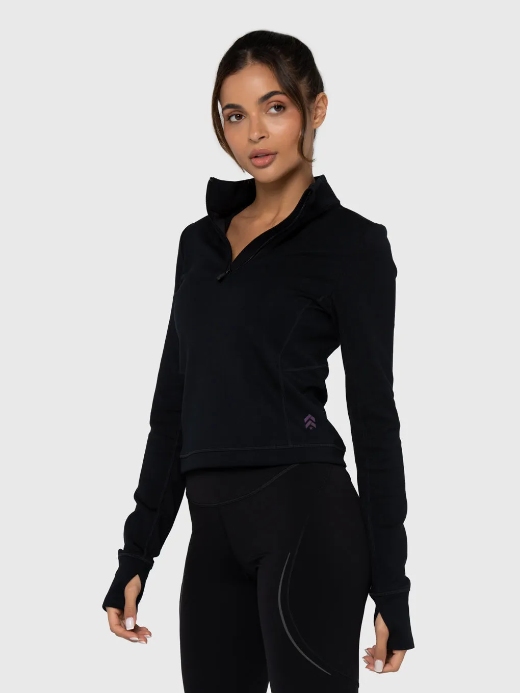 BARRY'S BLACK DASH HALF ZIP LONG SLEEVE