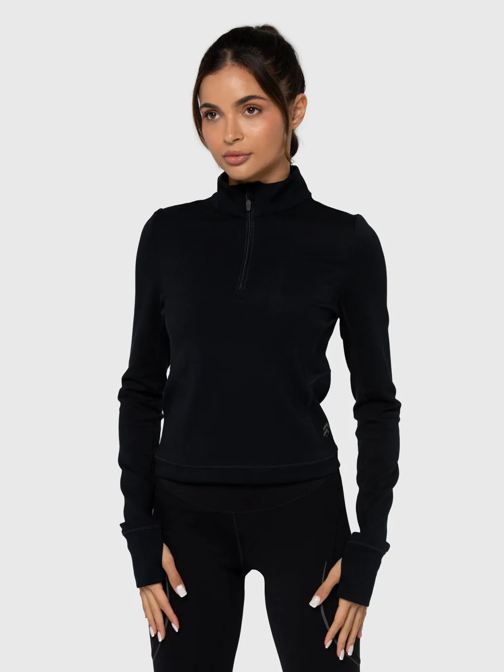 BARRY'S BLACK DASH HALF ZIP LONG SLEEVE