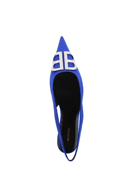 BB Flat Slingback Satin, Electric Blue