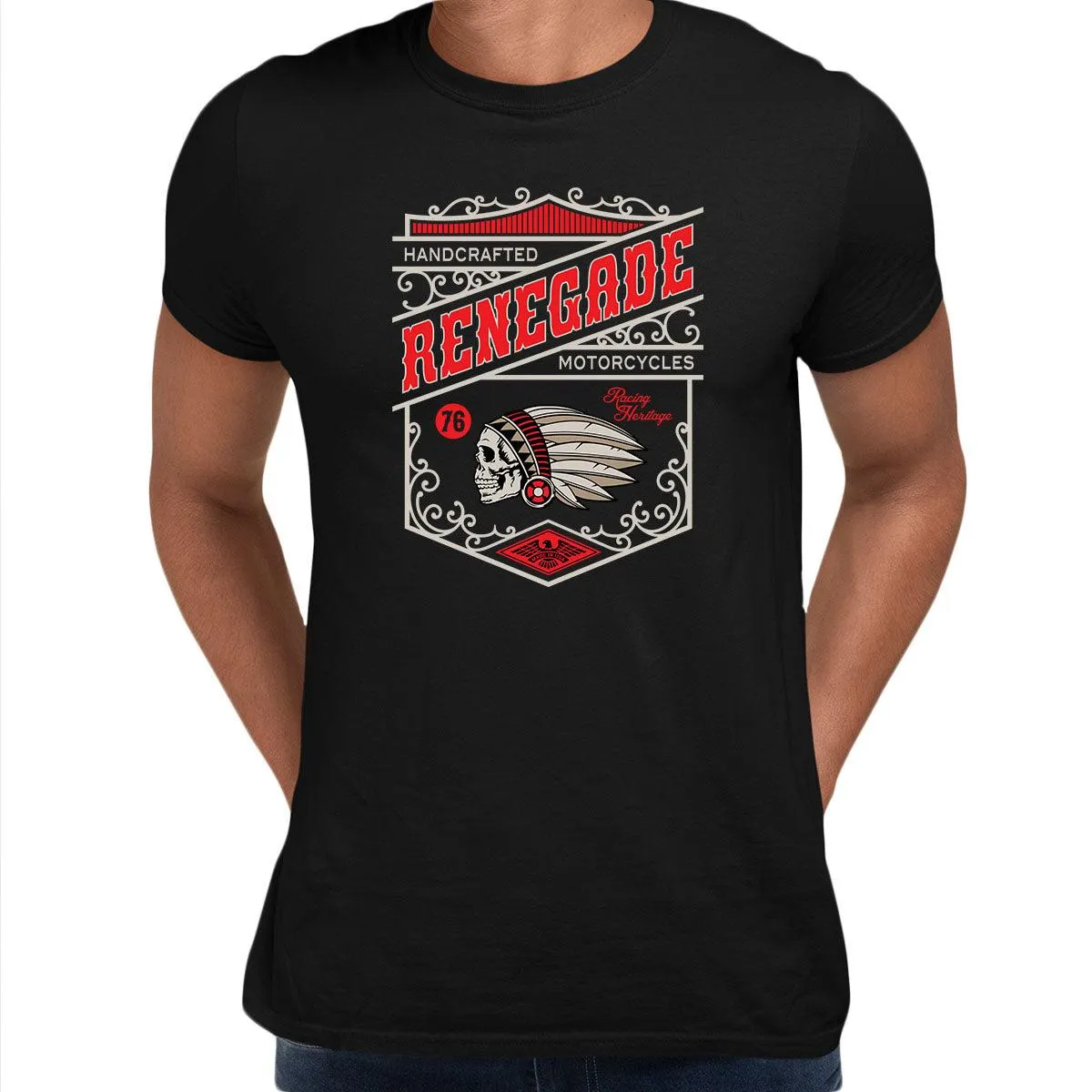 Biker Handcrafted Renegade Motorcycles T-Shirt for Men Funny Skull Unisex T-Shirt