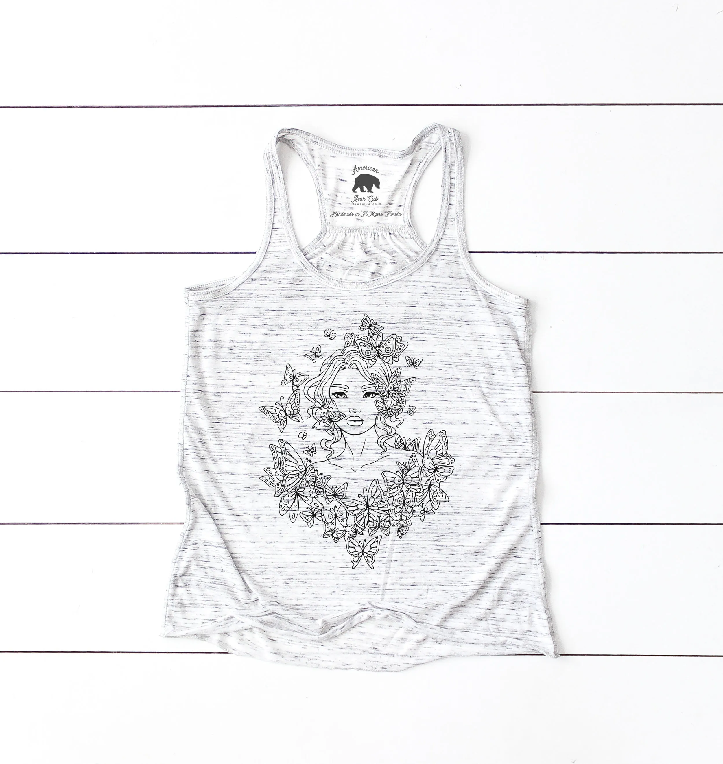 Butterfly Goddess flowy racerback tank tops