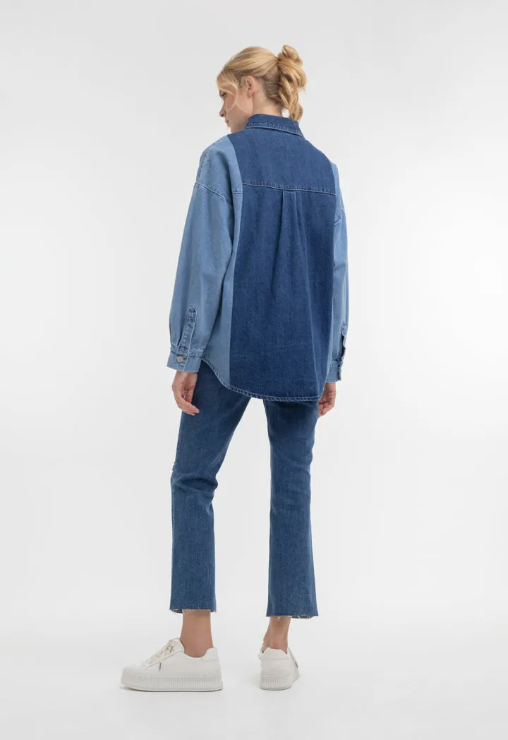 Contrast Denim Front Pocket Shirt