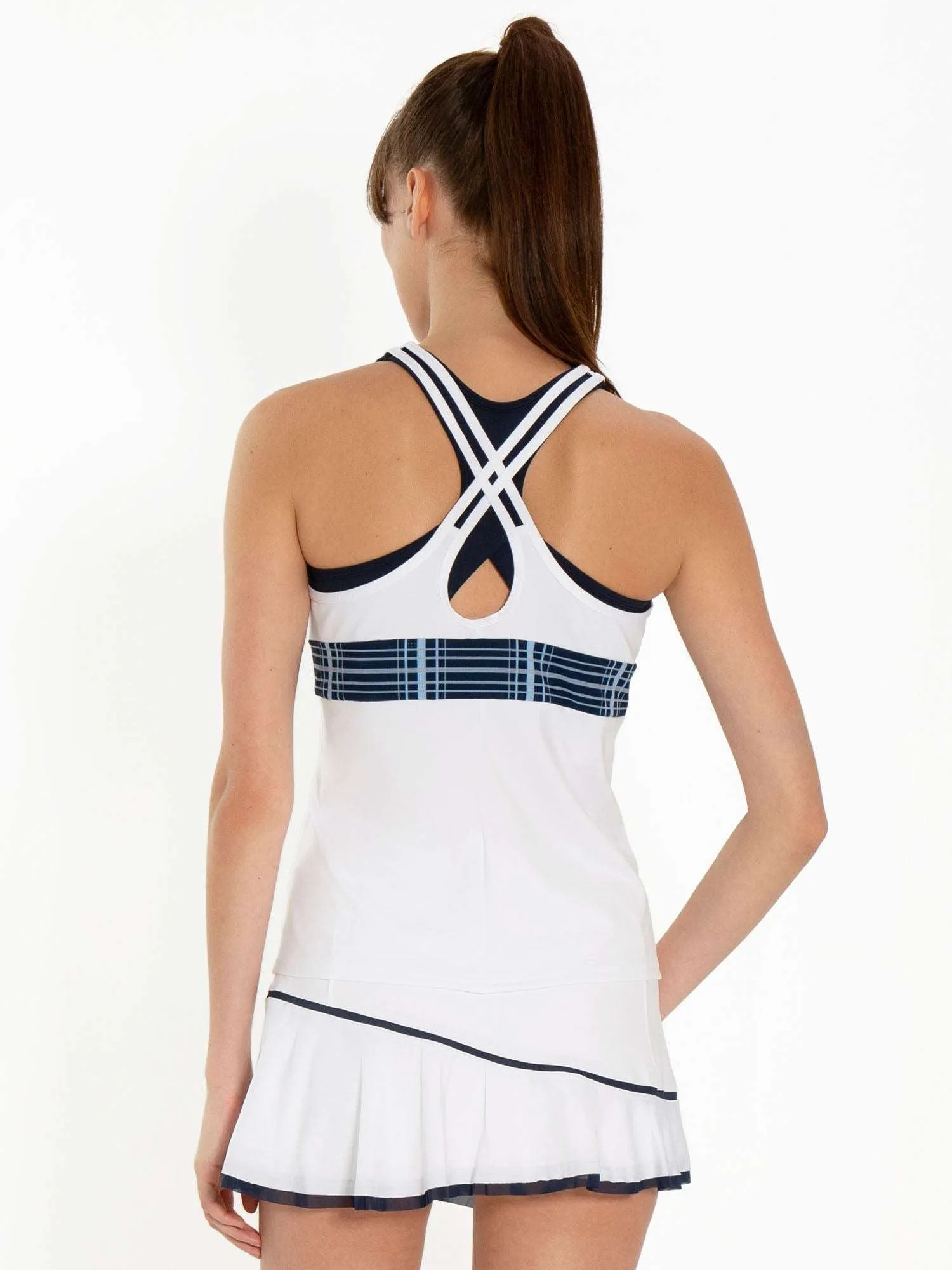 Crisscross Court Tank - White/Poppy/Militare