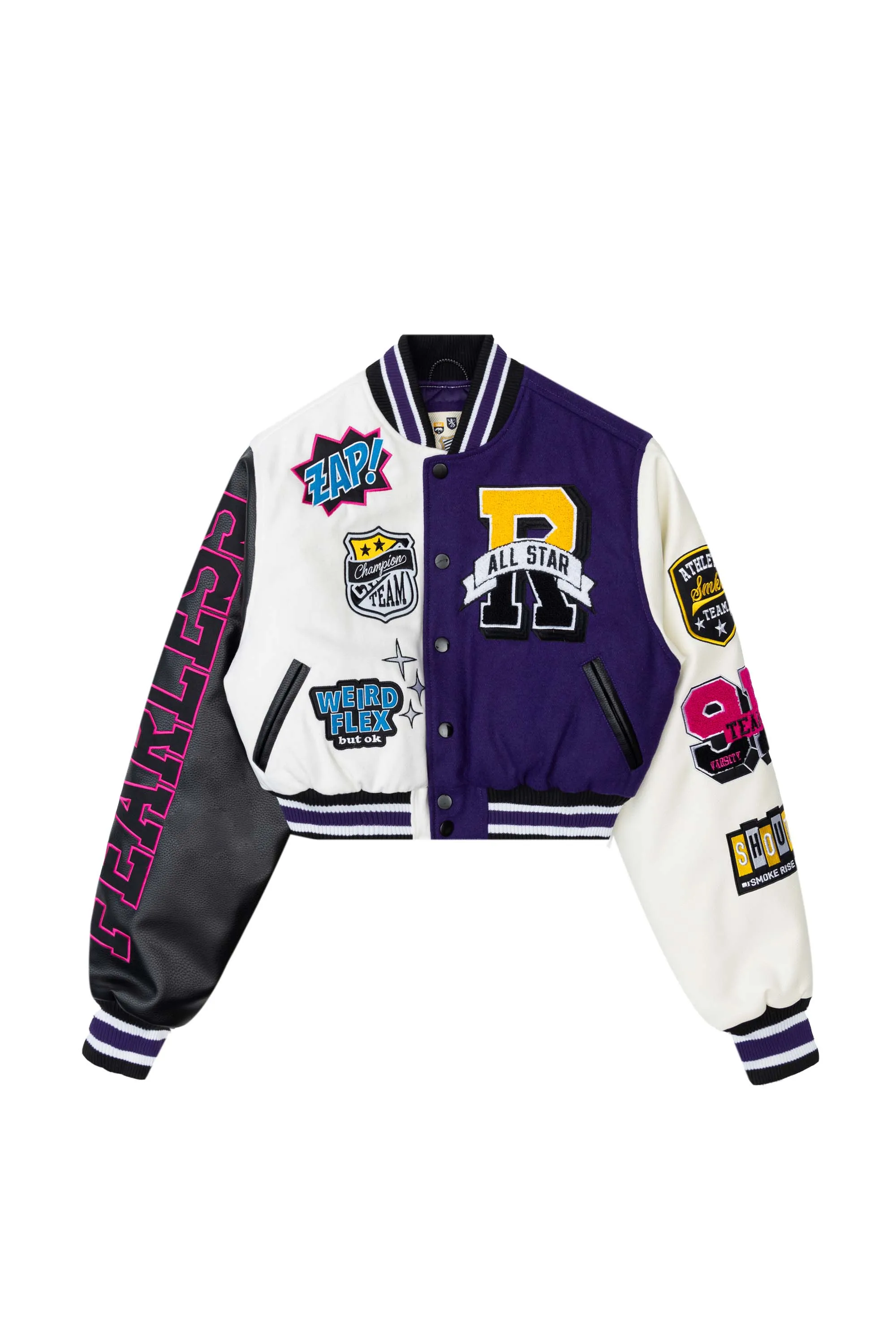 Cropped All Star Varsity Jacket - Purple