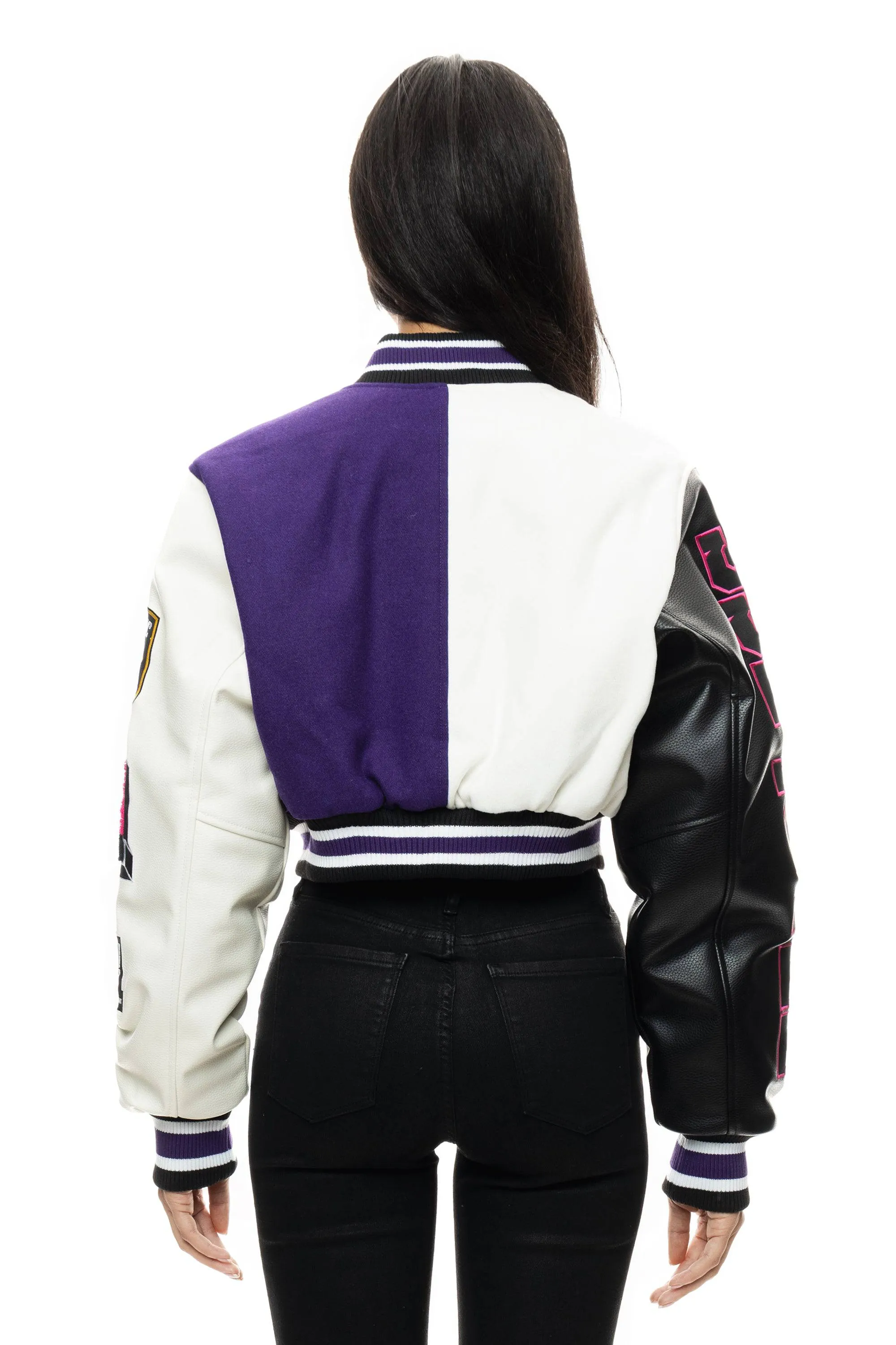 Cropped All Star Varsity Jacket - Purple