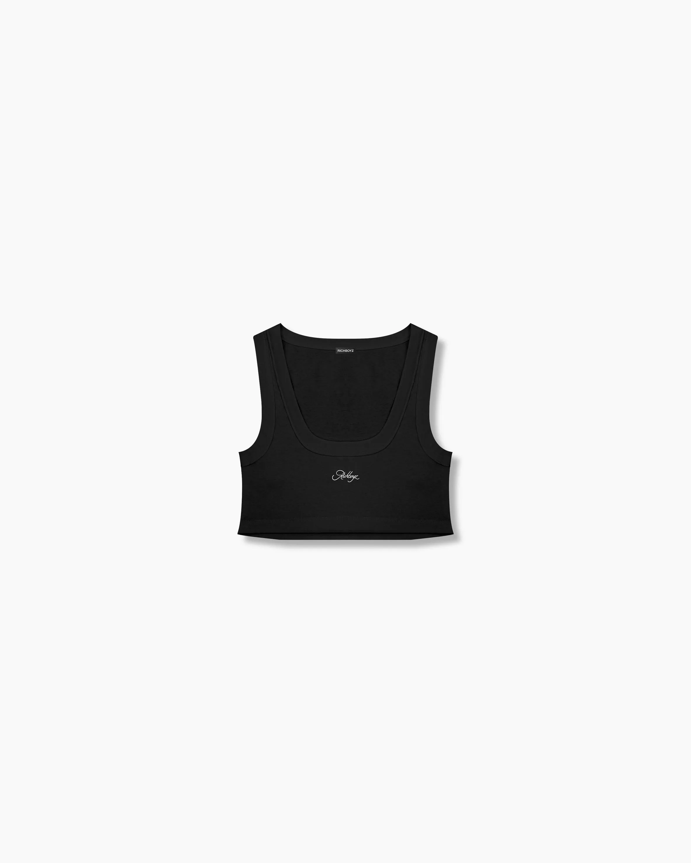 Cropped Cotton Rib Tank Top - Obsidian