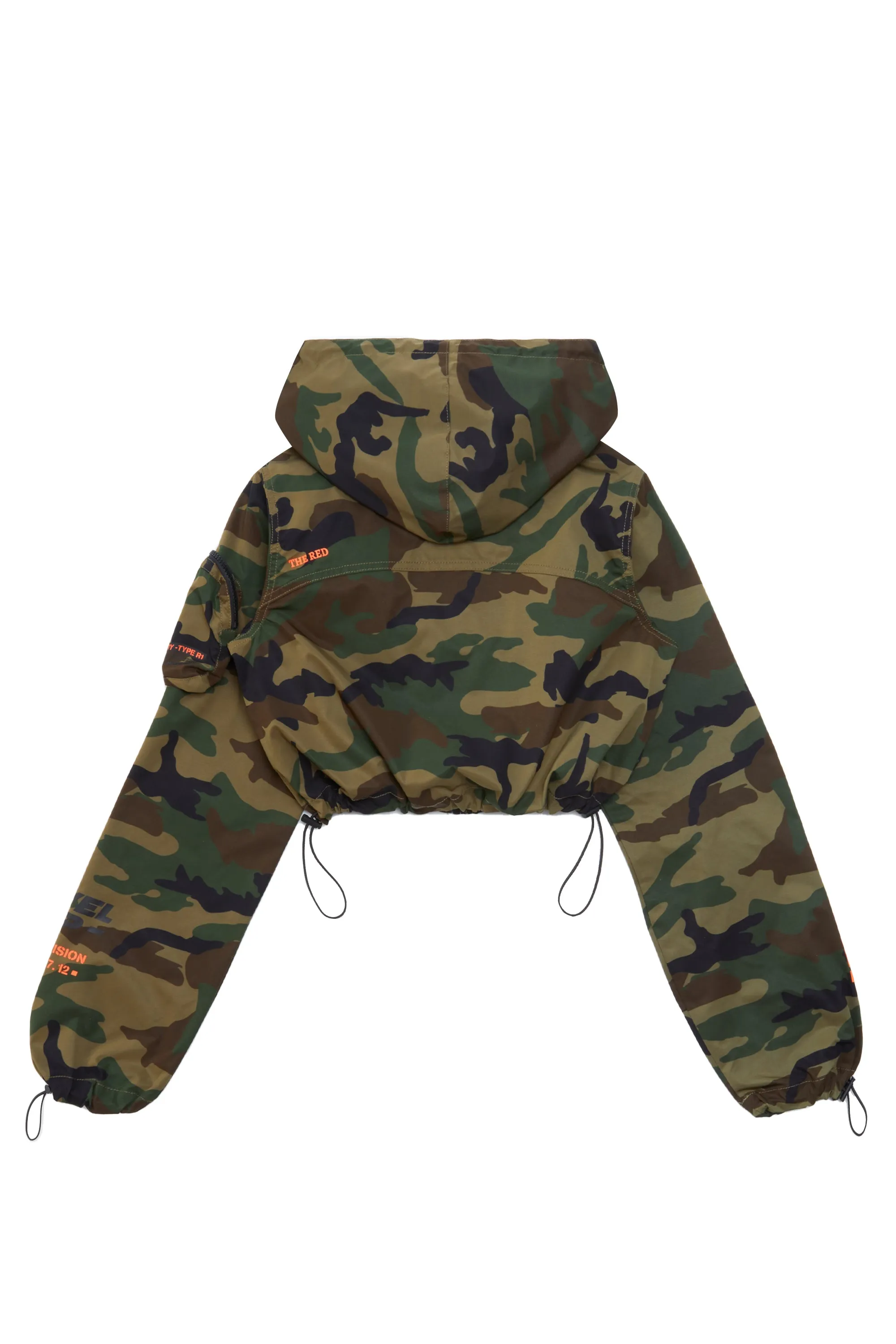 Cropped Windbreaker Full Zip Jacket - Wood Camo