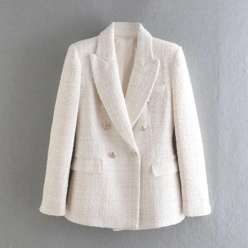 Deborah Statement Tweed Blazer in White