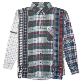 Flannel Shirt 7 Cuts Zipped Wide Reflection Shirt - Assorted