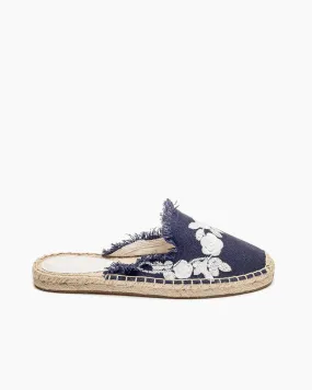 Flower Embroidered Espadrille Flat Mules