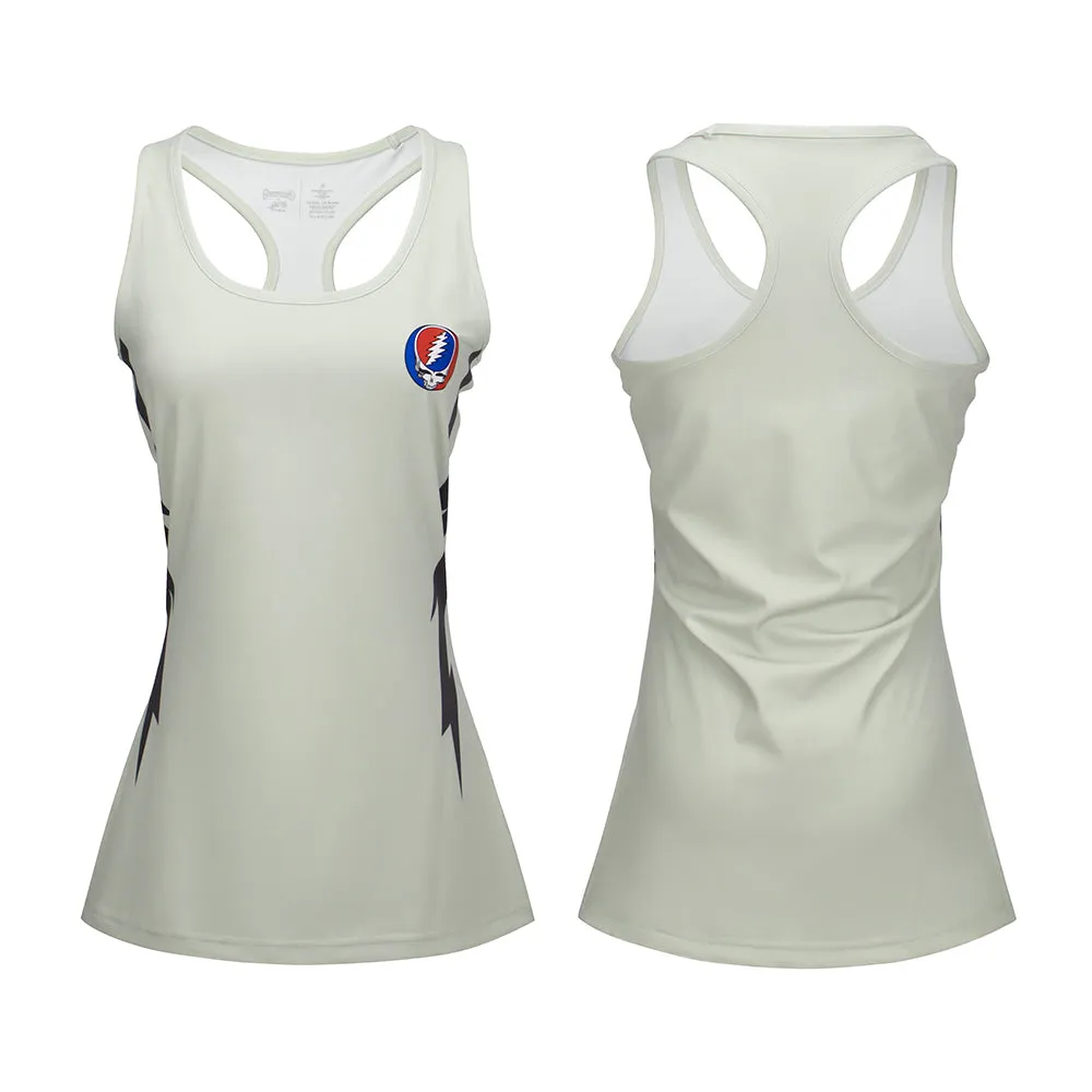 Grateful Dead | Racer Back Tank Top | Stealie On Light Grey And Black Bolt