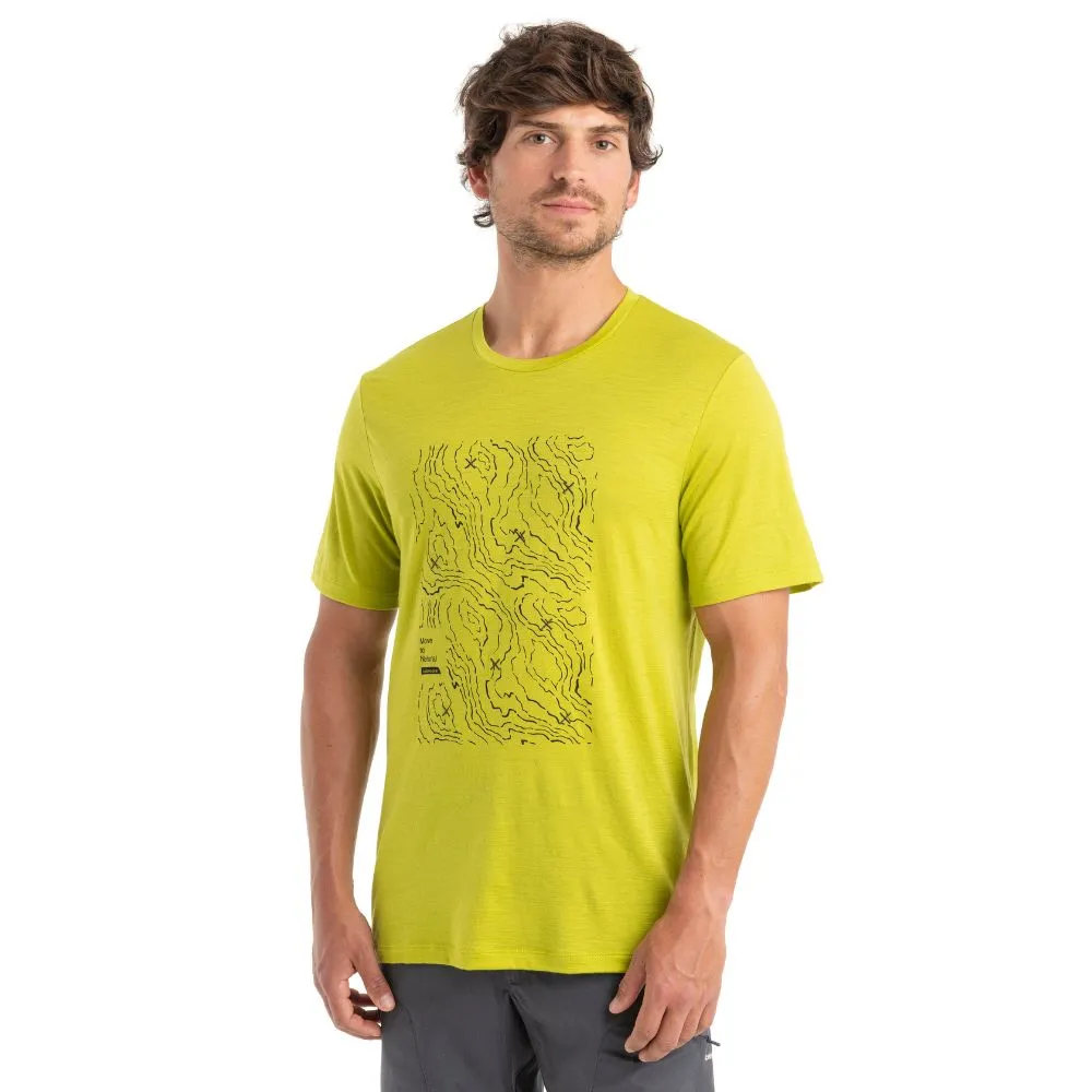 icebreaker Merino T-Shirt Men's 150 Tech Lite II Short Sleeve Crewe T-Shirt Alpine Crossing - Bio Lime Graphite