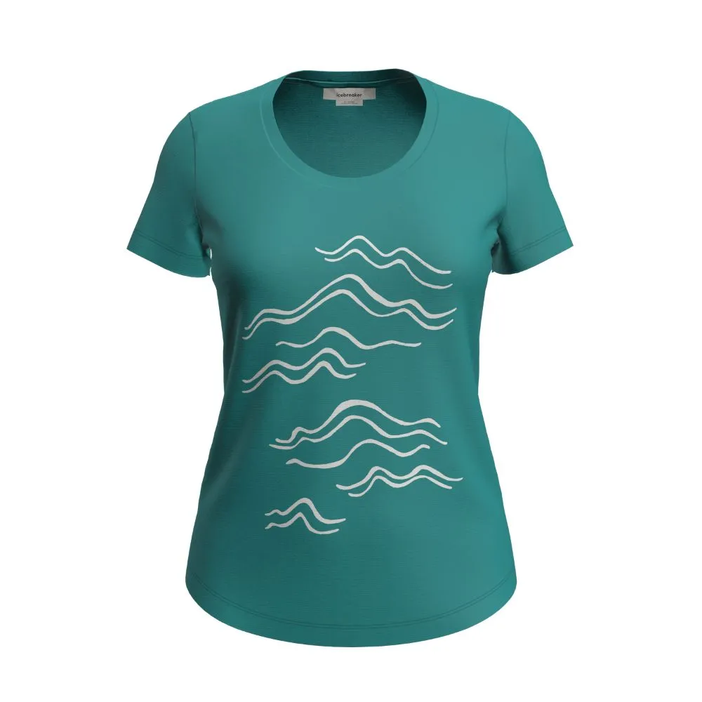 icebreaker Merino T-Shirt Women's 150 Tech Lite II Short Sleeve Crewe T-Shirt Mountain Strokes - Flux Green