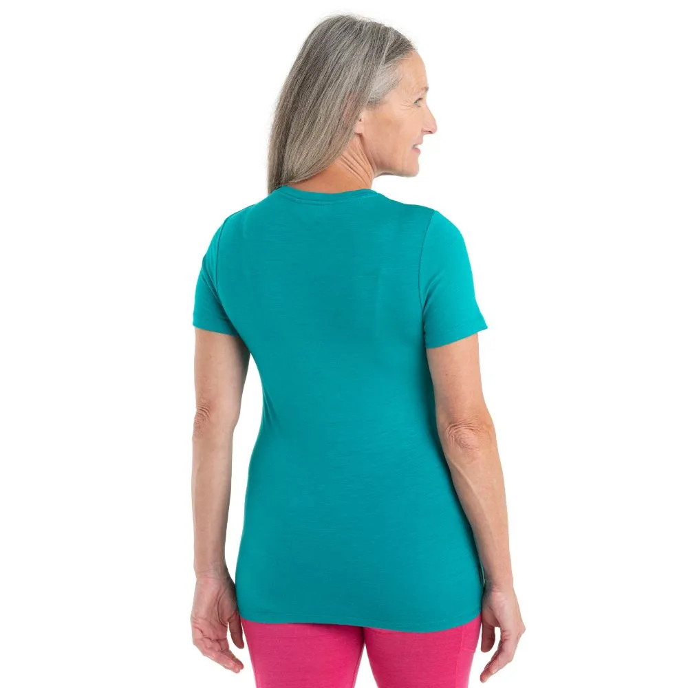 icebreaker Merino T-Shirt Women's 150 Tech Lite II Short Sleeve Crewe T-Shirt Mountain Strokes - Flux Green