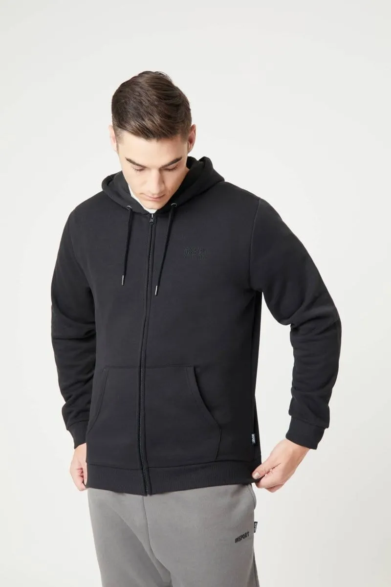 INSPORT MEN'S ALASKA FULL ZIP HOODED BLACK JACKET