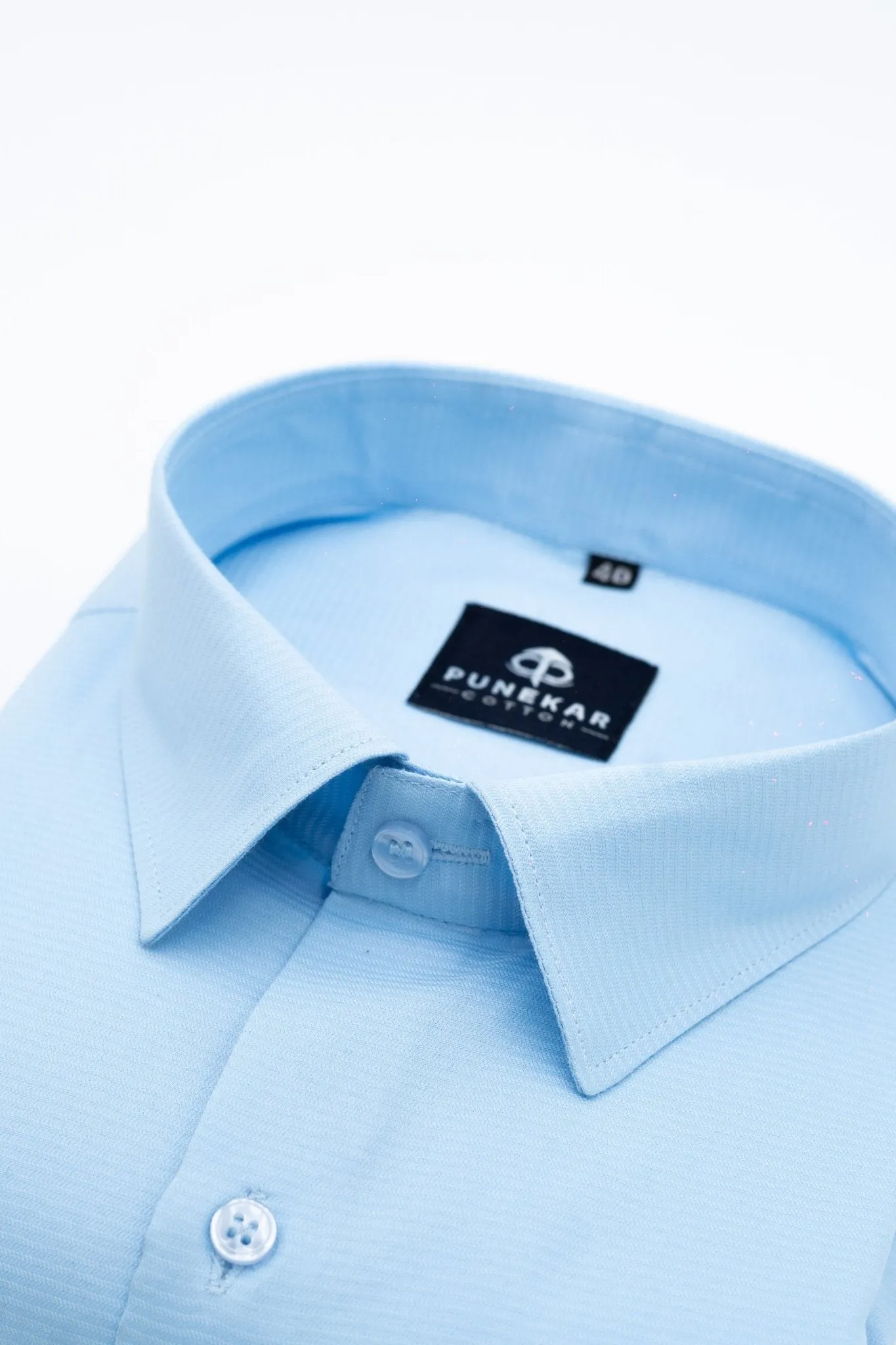 Light Blue Color Twitter Lining Blende Cotton Shirts For Men