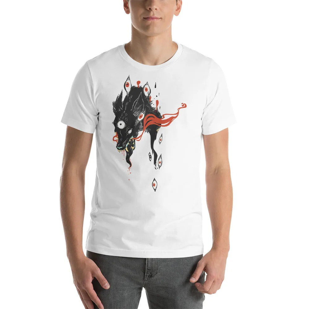 Magic Wolf With Third Eye, White Unisex T-Shirt