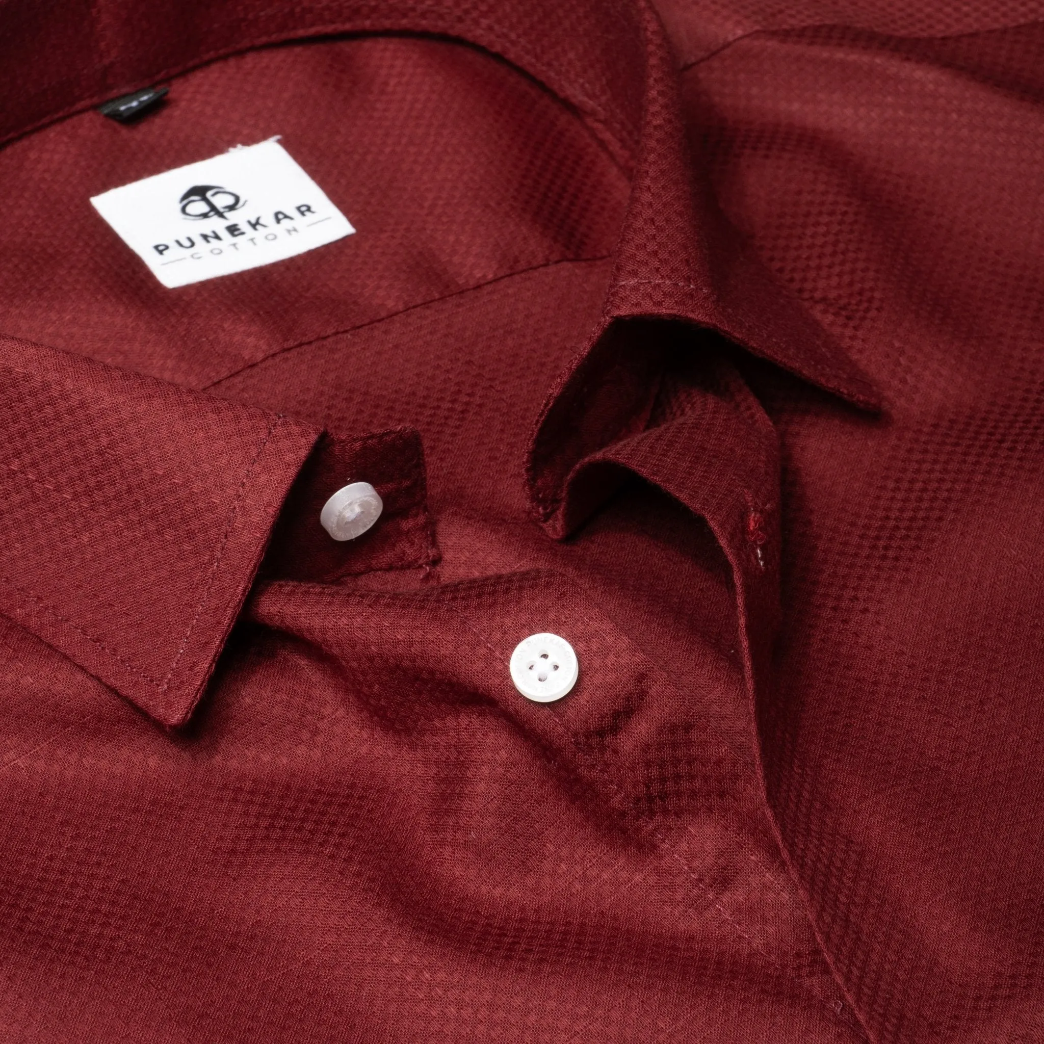 Maroon Color Dobby Cotton Shirt For Men