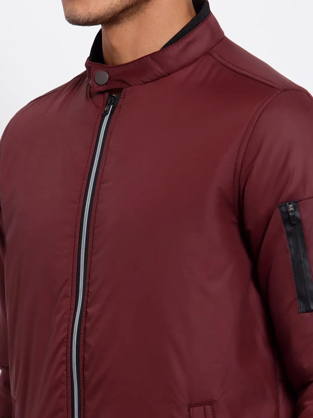 Men Maroon Lightweight Outdoor Bomber Jacket