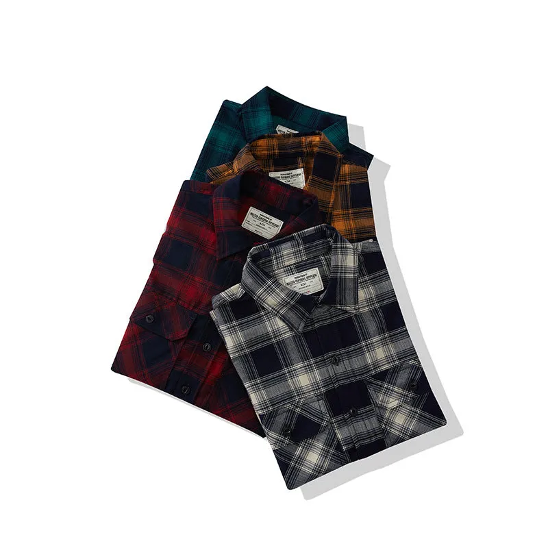 Men's Retro Casual Short Sleeve Plaid Shirt