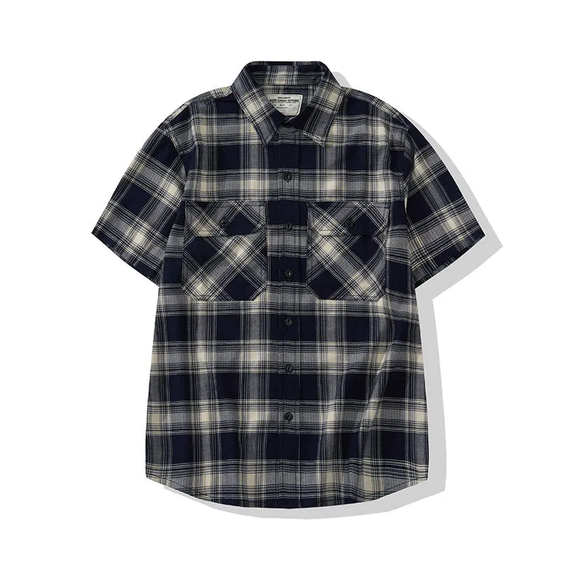 Men's Retro Casual Short Sleeve Plaid Shirt