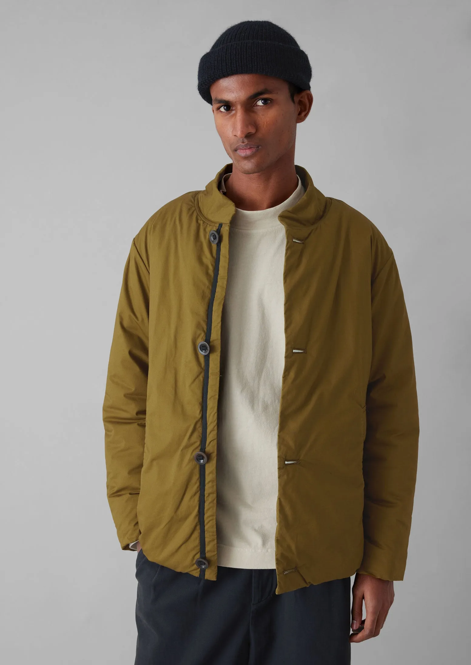 Padded Stand Collar Jacket | Woodland Green