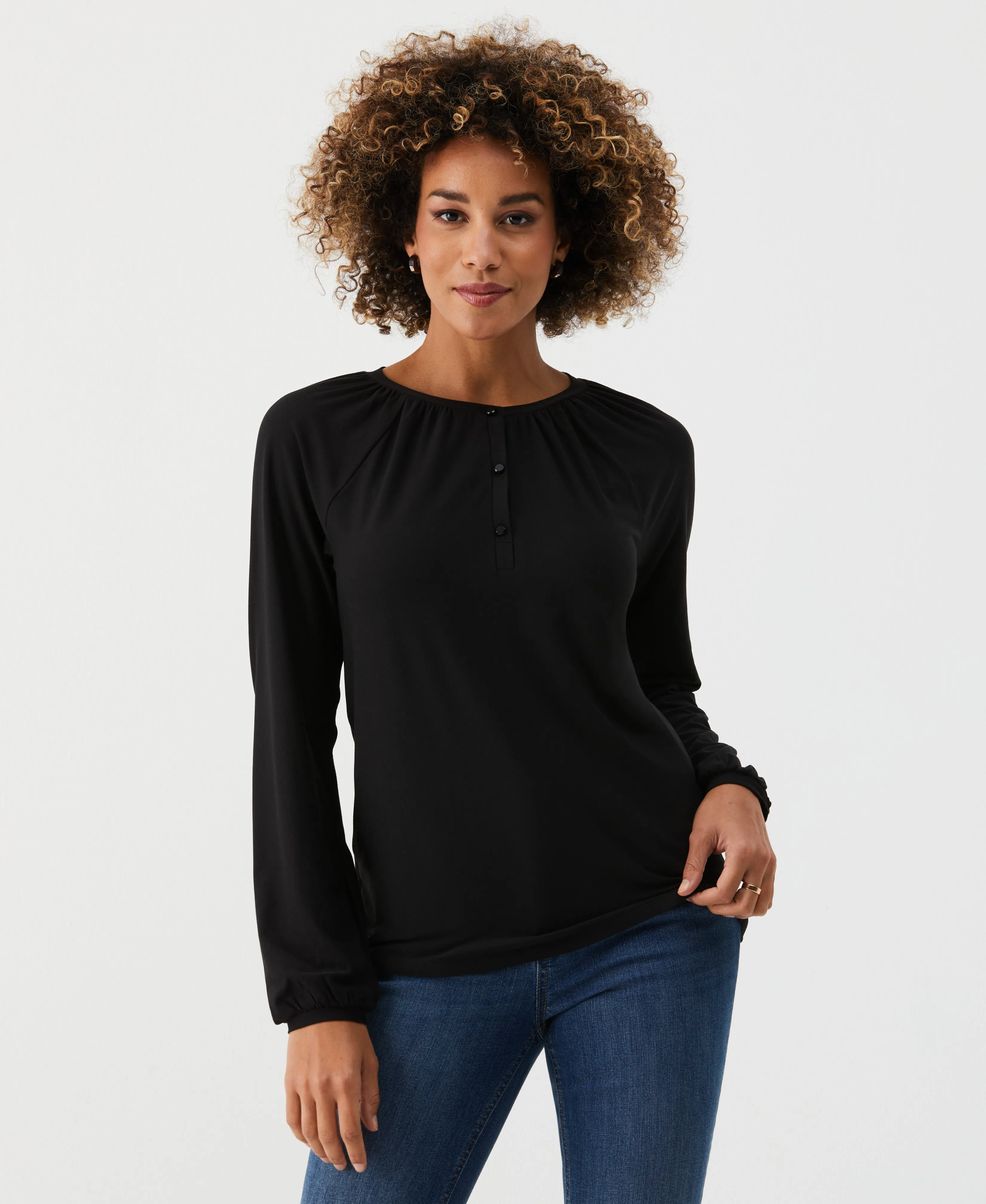 Petite Jersey Henley Top