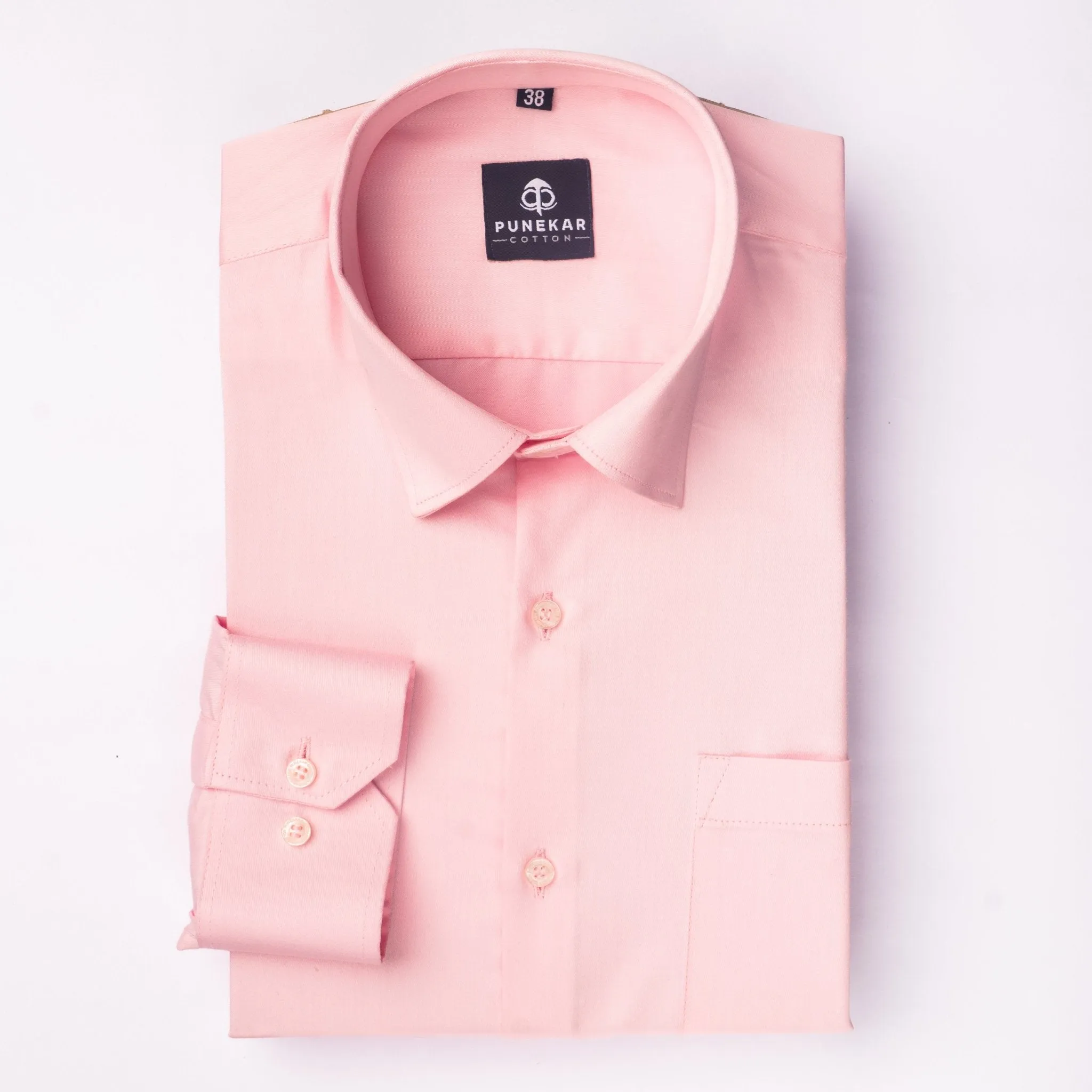 Pink Color Cotton Satin Shirt For Men