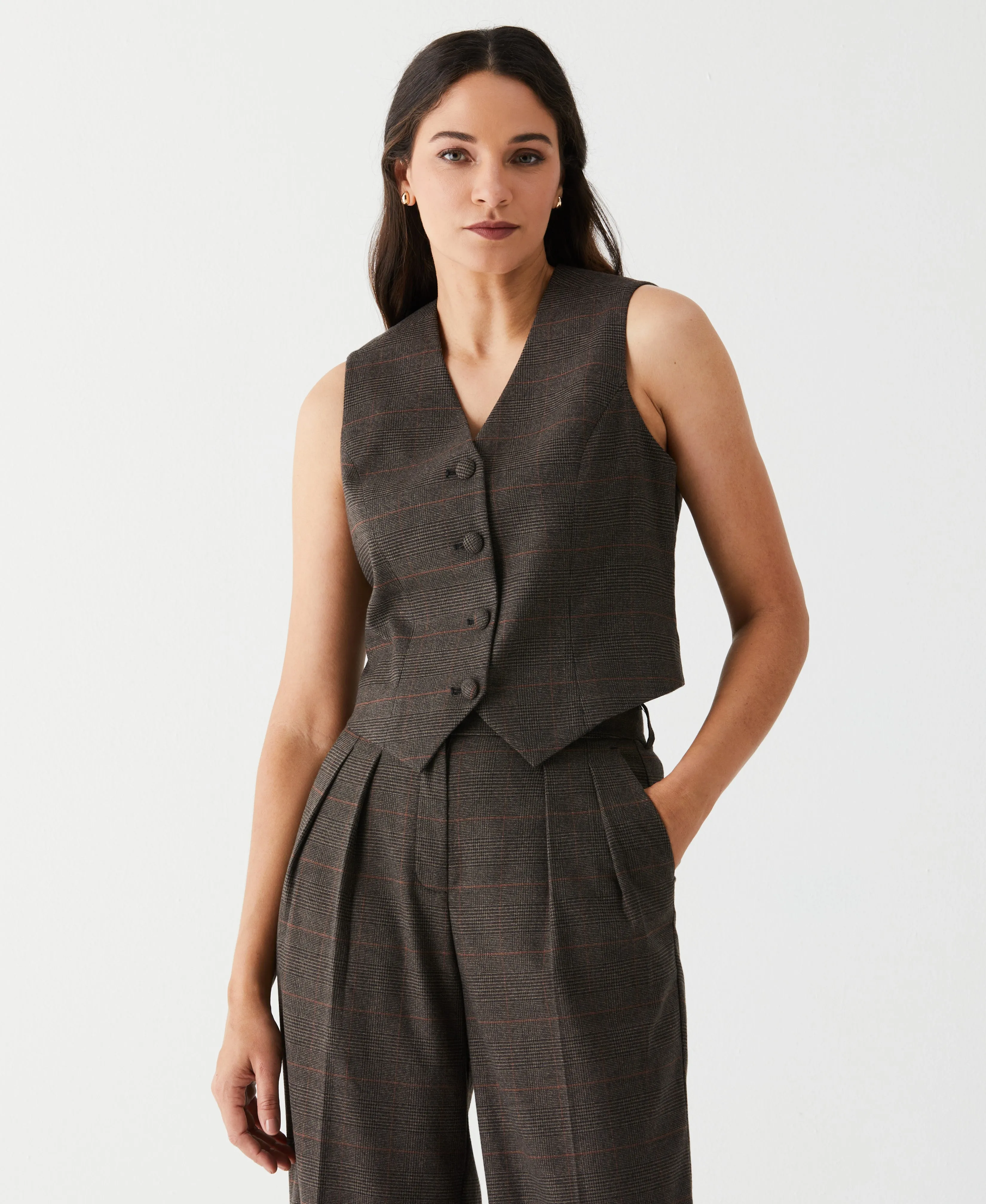 Plaid Tailored Vest