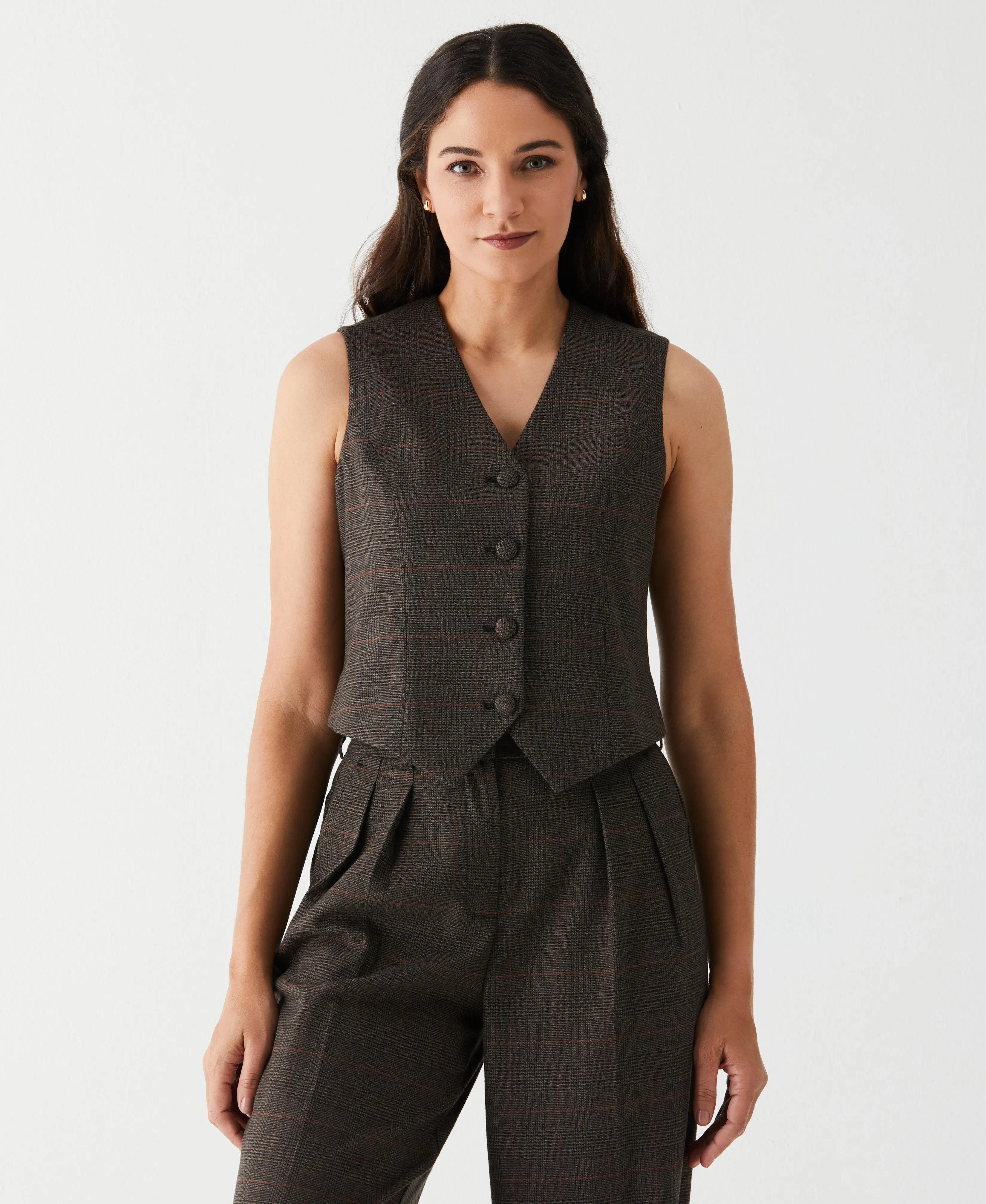 Plaid Tailored Vest