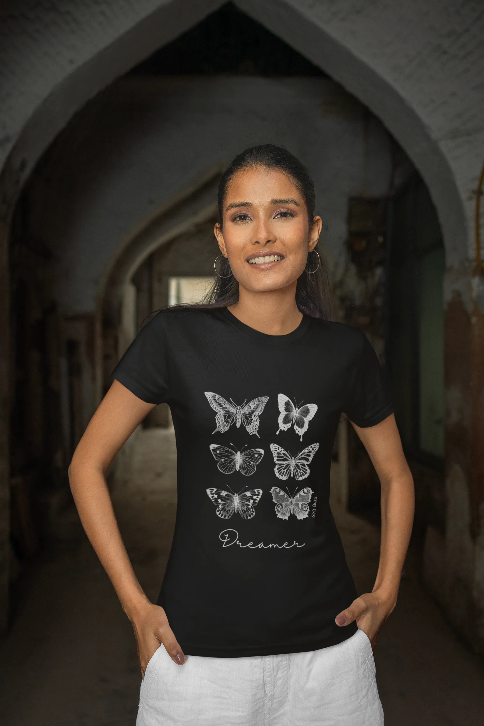 Regular Fit Butterfly Series Women Cotton Tshirt - Dreamer