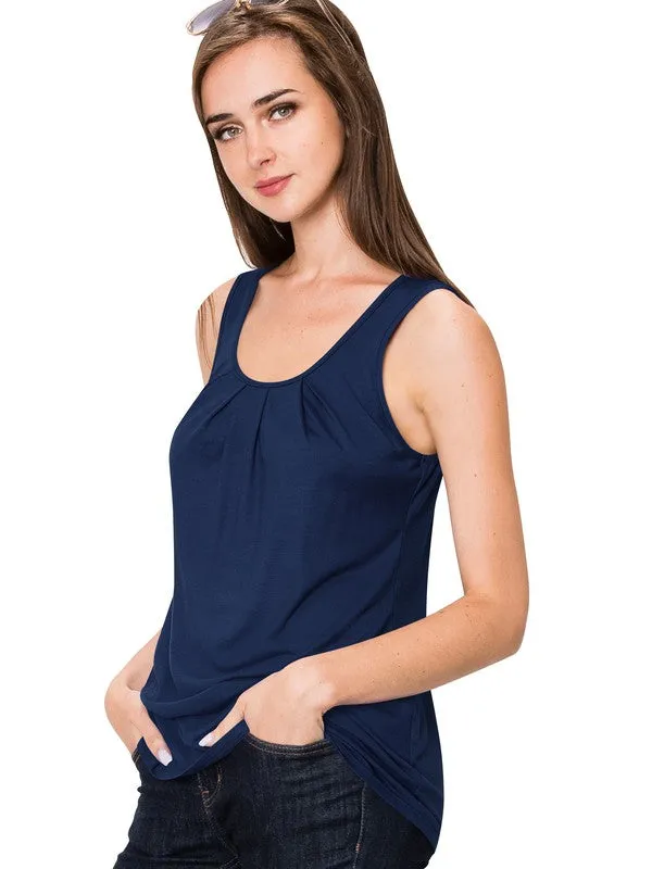 Scoop Neck Tank Top - Navy