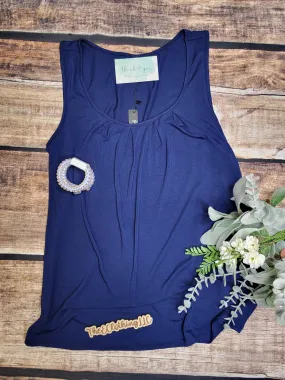 Scoop Neck Tank Top - Navy