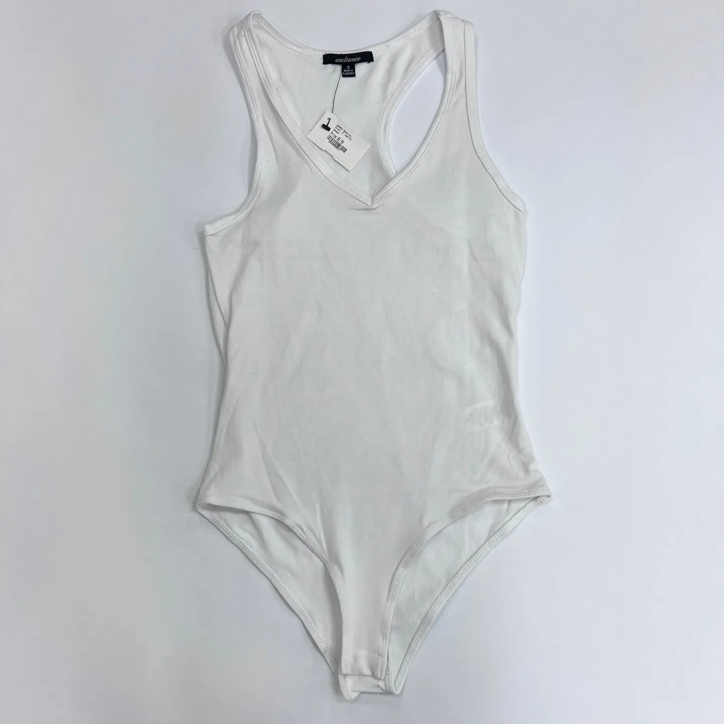 Solid Sleeveless V-neck Racerback Bodysuit with Stretch