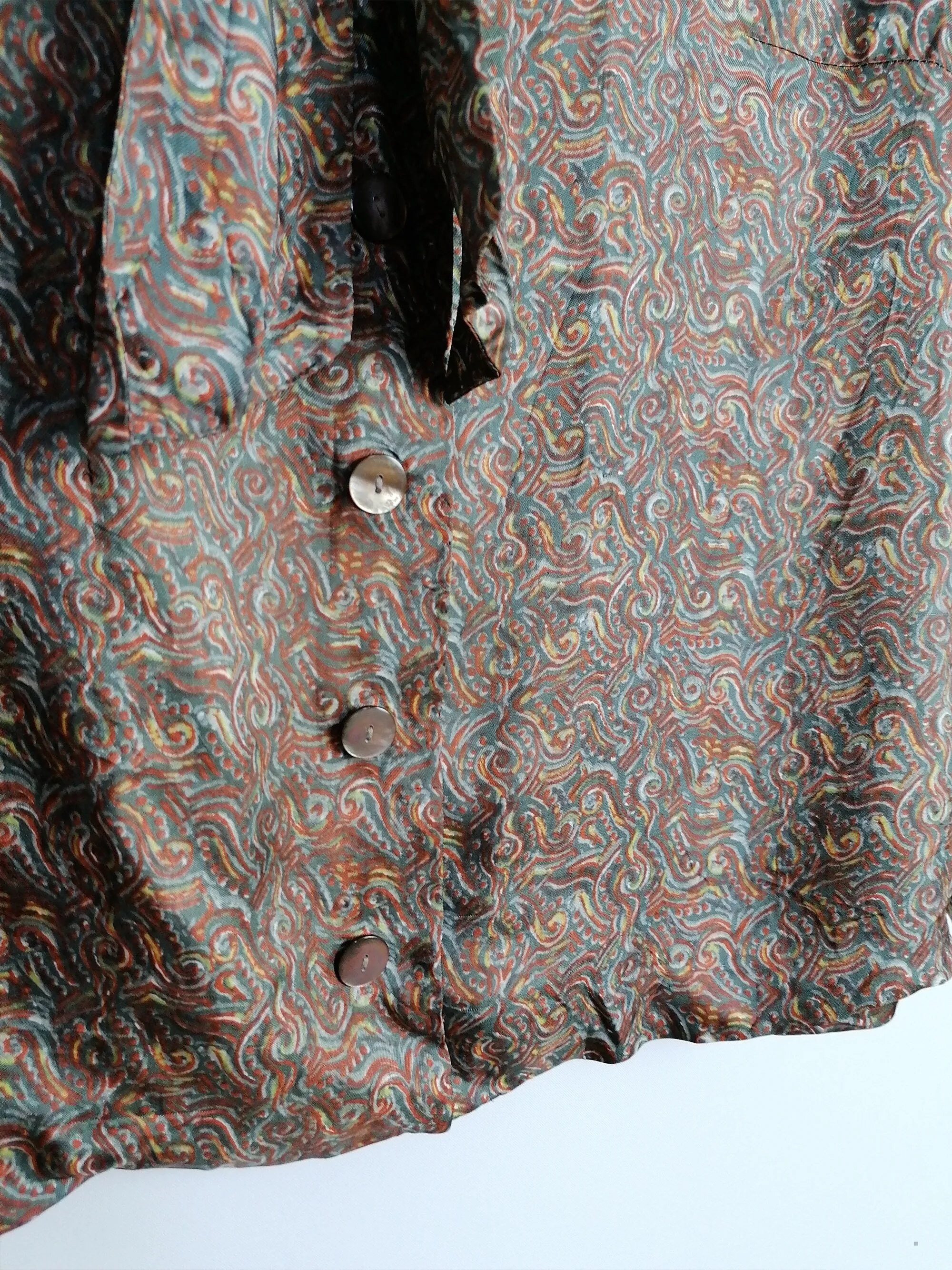 Vintage 80's Patterned Retro Blouse - size XS-S