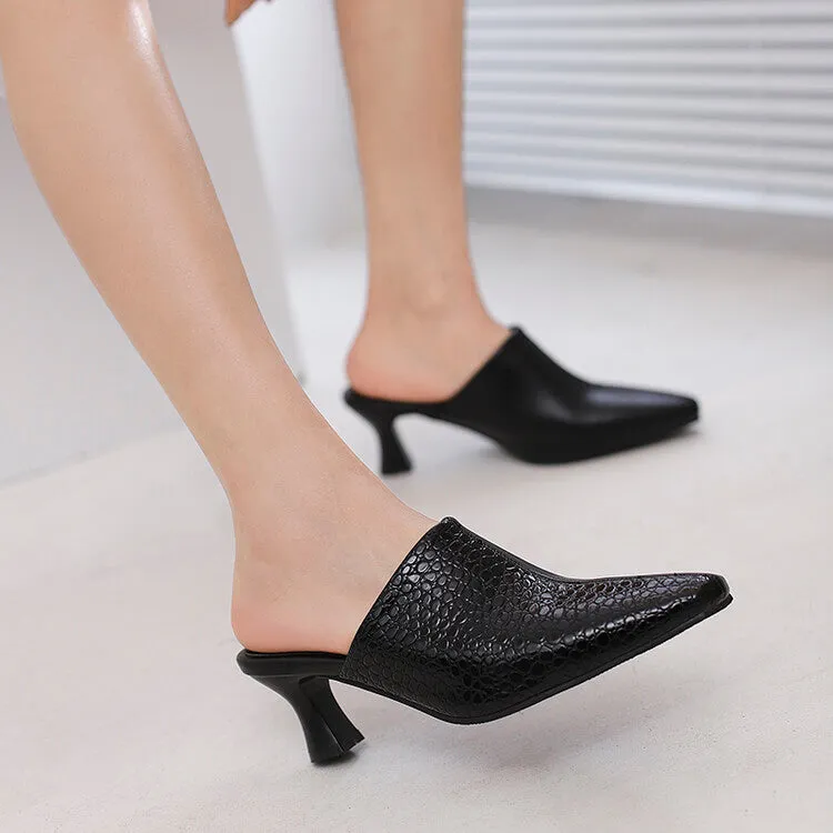 Women's Bicolor Pointed Toe Spool Heel Slides