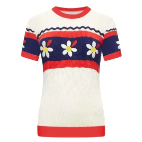 Women's vintage cotton knit crew-neck T-shirt