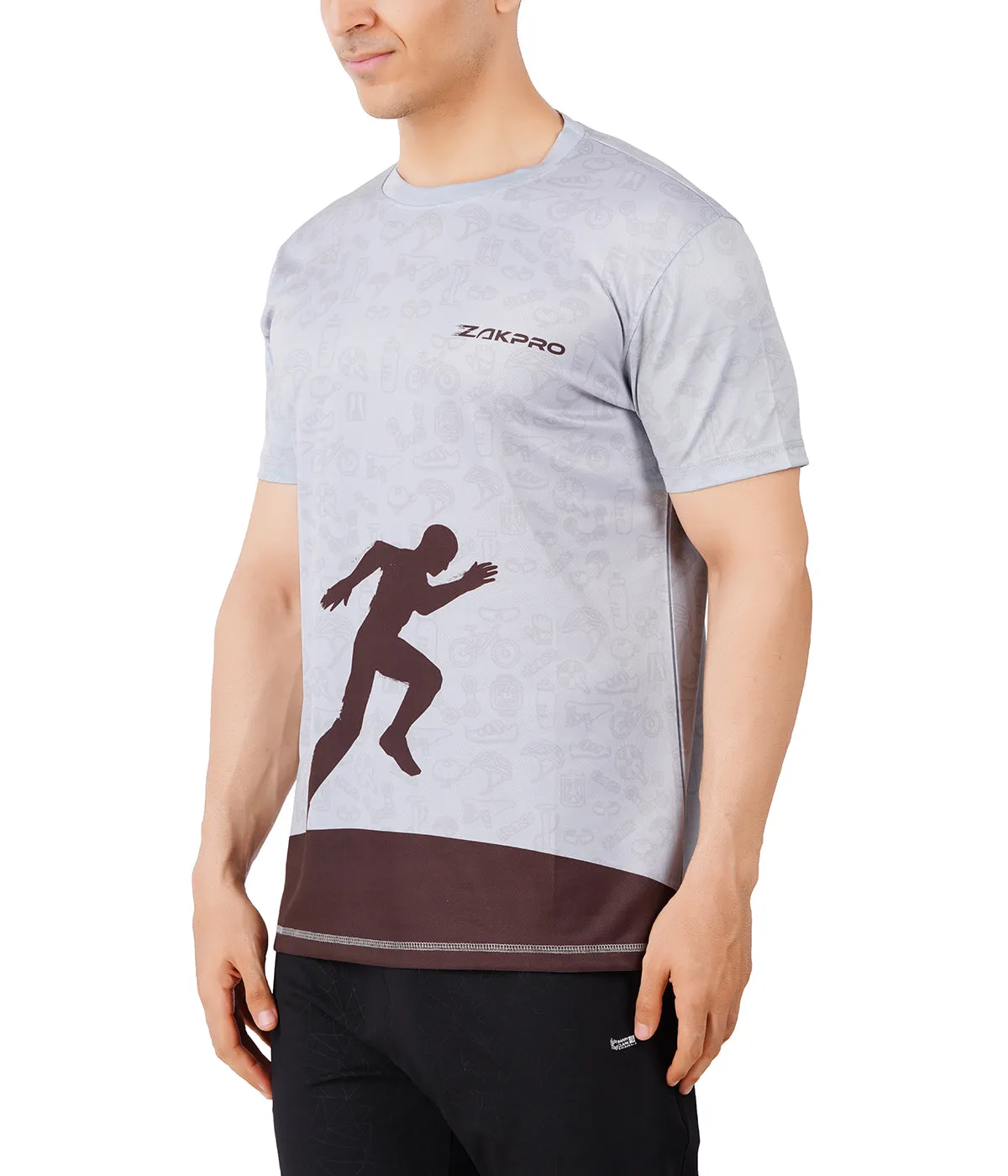 ZAKPRO Sports Tees for Men (Grey Run)